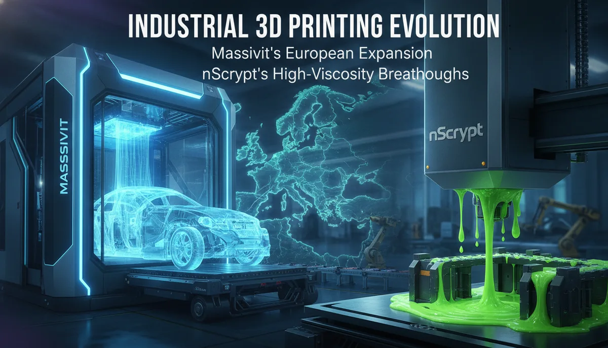 Industrial 3D Printing Evolution: Massivit’s European Expansion and nScrypt’s High-Viscosity Breakthroughs visual summary